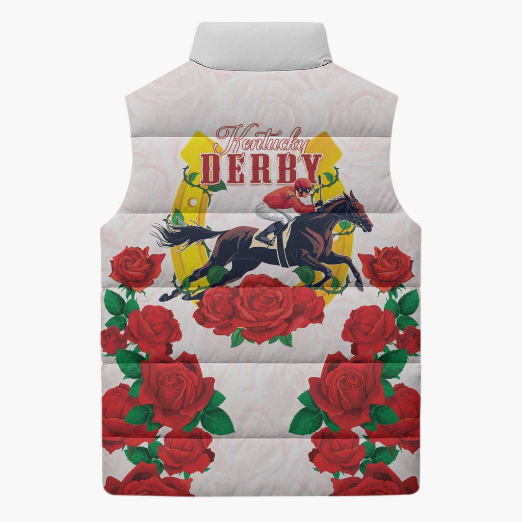 Kentucky Horse Racing Sleeveless Puffer Jacket Rose Floral