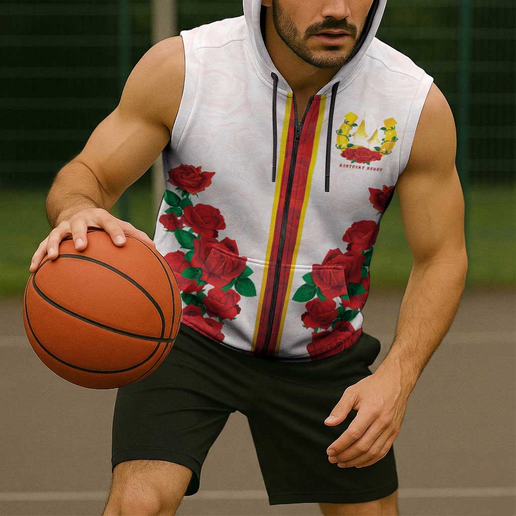Kentucky Horse Racing Sleeveless Zip Hoodie Rose Floral