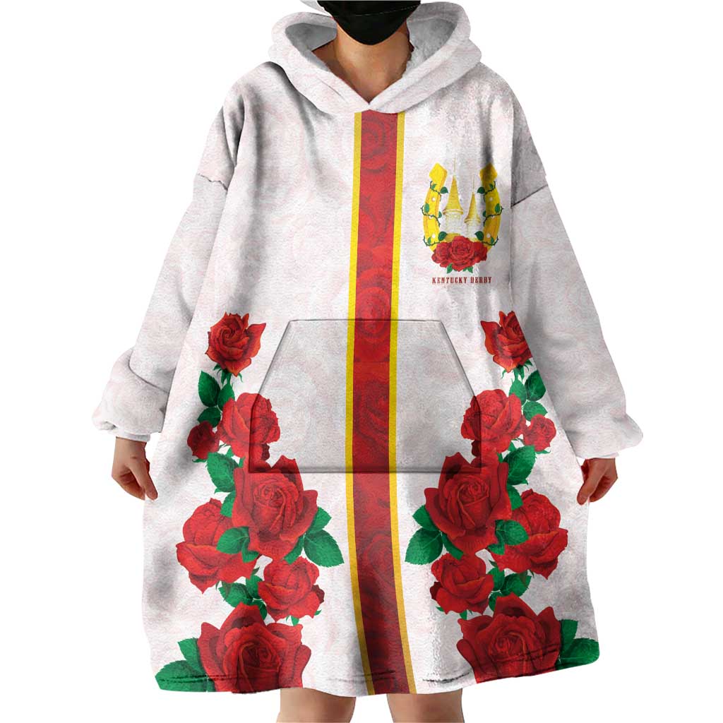Kentucky Horse Racing Wearable Blanket Hoodie Rose Floral