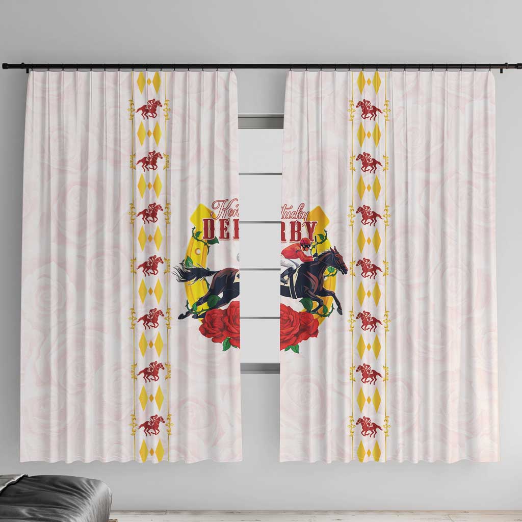 Kentucky Horse Racing Window Curtain Rose Floral