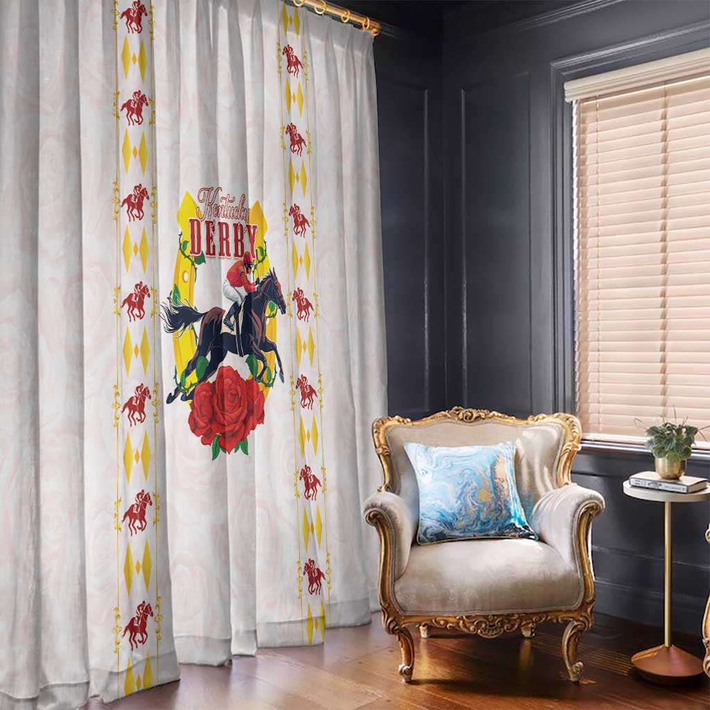 Kentucky Horse Racing Window Curtain Rose Floral