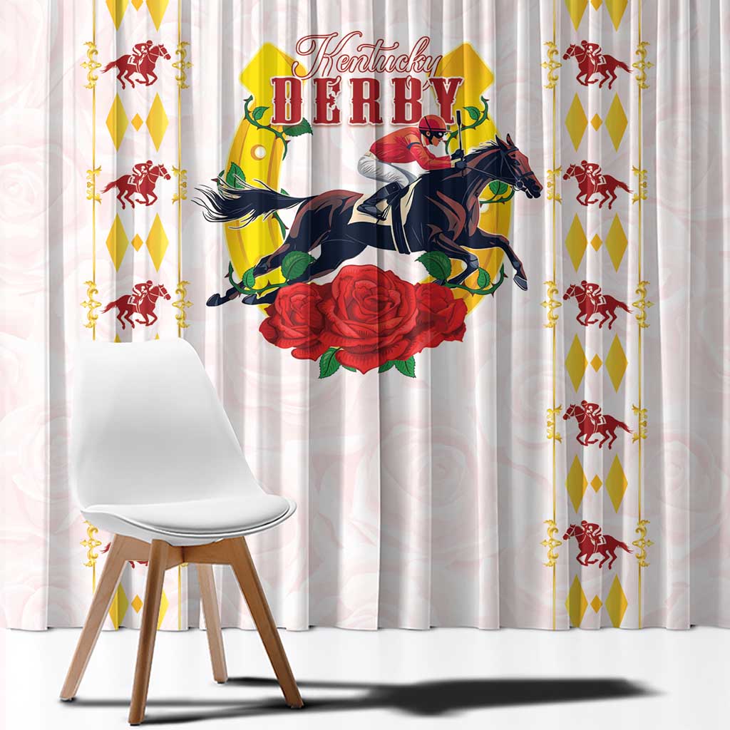 Kentucky Horse Racing Window Curtain Rose Floral