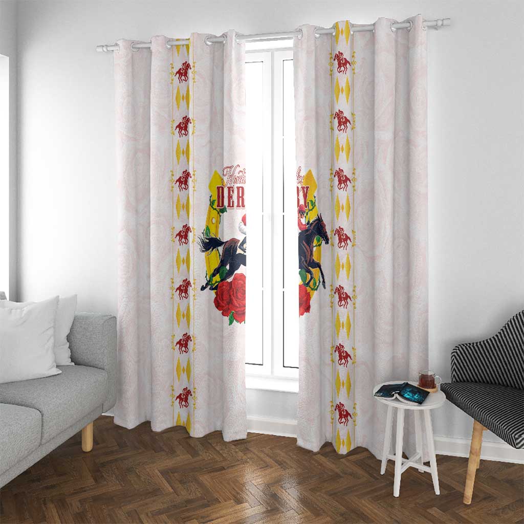 Kentucky Horse Racing Window Curtain Rose Floral