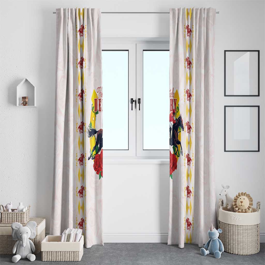 Kentucky Horse Racing Window Curtain Rose Floral