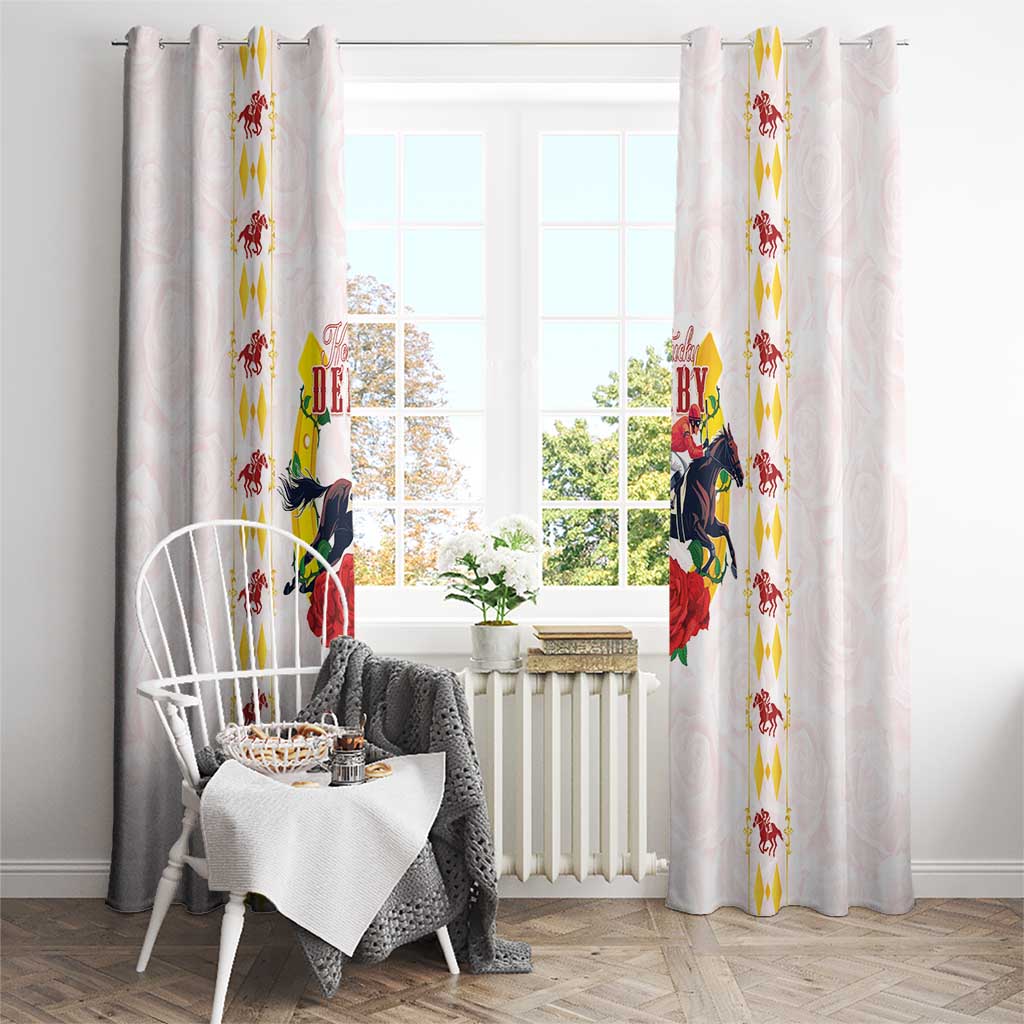 Kentucky Horse Racing Window Curtain Rose Floral
