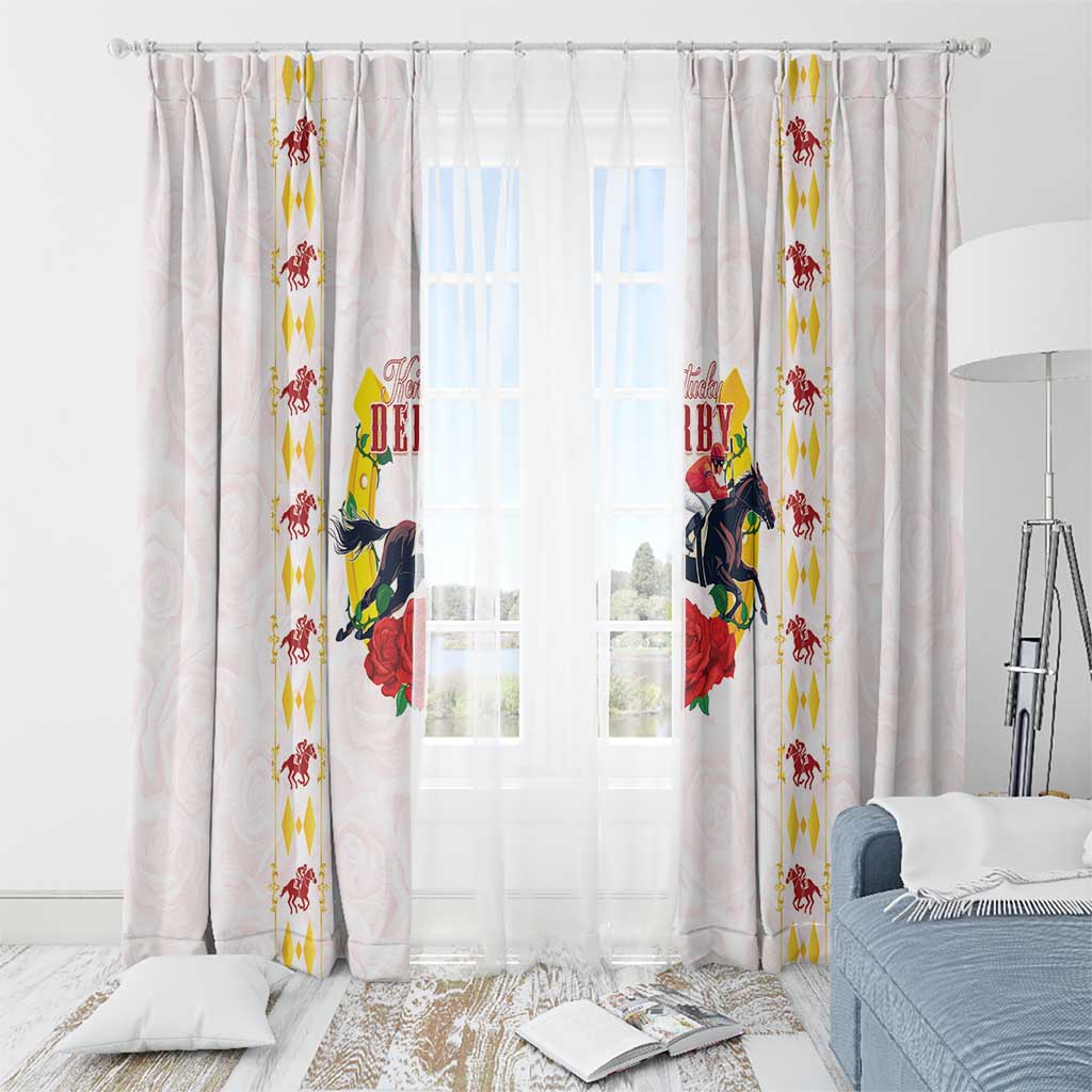 Kentucky Horse Racing Window Curtain Rose Floral
