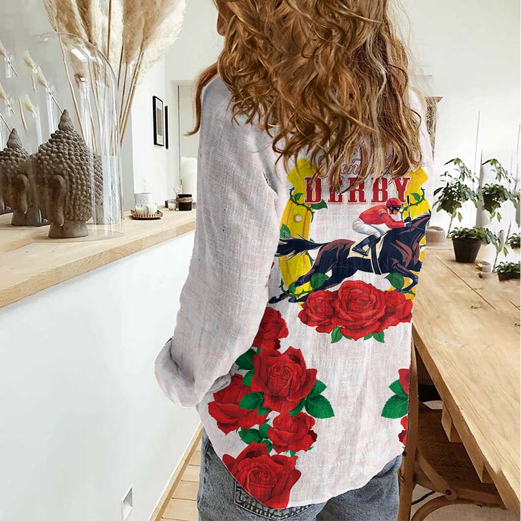 Kentucky Horse Racing Women Casual Shirt Rose Floral