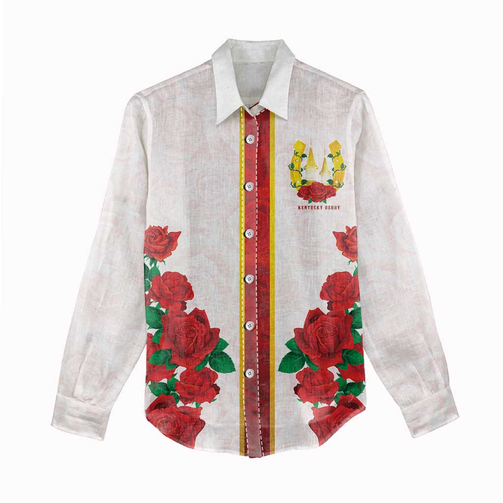 Kentucky Horse Racing Women Casual Shirt Rose Floral