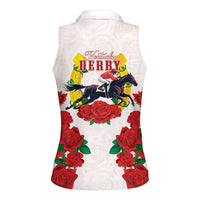 Kentucky Horse Racing Women Sleeveless Polo Shirt Rose Floral