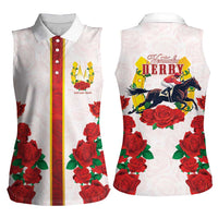 Kentucky Horse Racing Women Sleeveless Polo Shirt Rose Floral