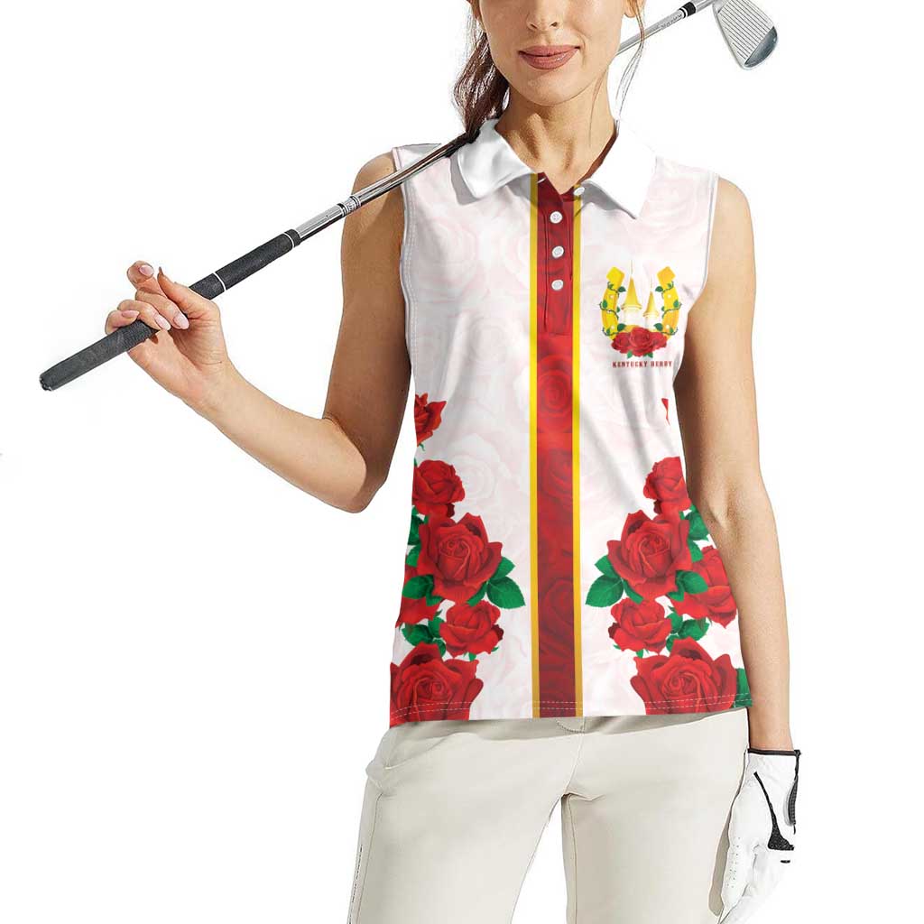 Kentucky Horse Racing Women Sleeveless Polo Shirt Rose Floral