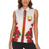 Kentucky Horse Racing Women Sleeveless Polo Shirt Rose Floral