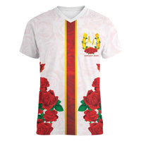 Kentucky Horse Racing Women V-Neck T-Shirt Rose Floral