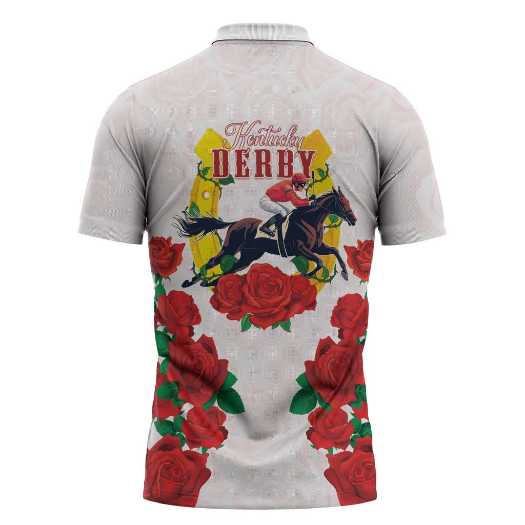 Kentucky Horse Racing Zipper Polo Shirt Rose Floral
