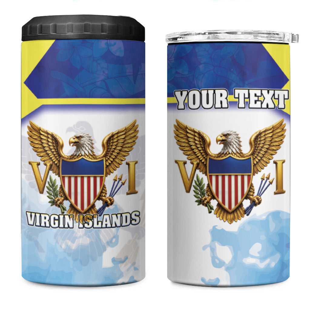 Personalized US Virgin Islands 4 in 1 Can Cooler Tumbler Happy Independence Day