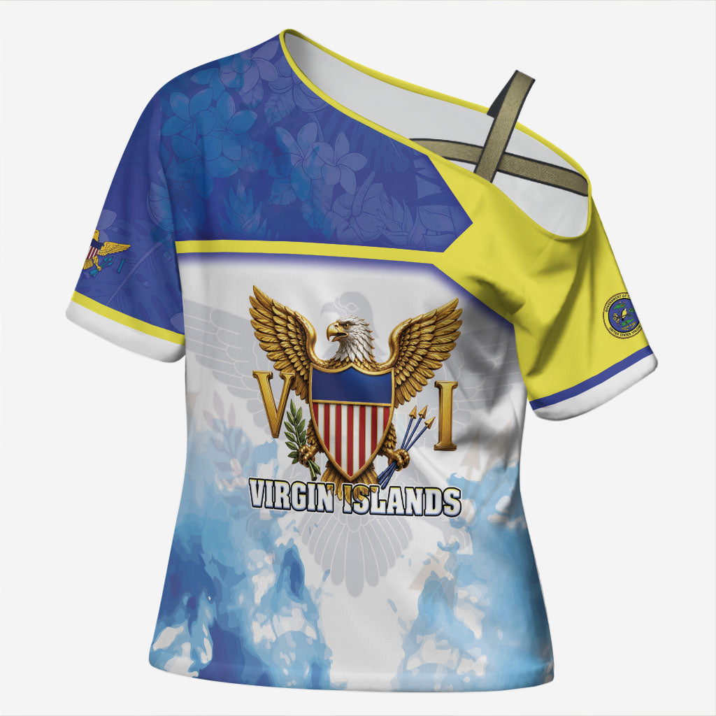 Personalized US Virgin Islands Cross Shoulder Shirt Happy Independence Day