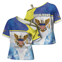 Personalized US Virgin Islands Cross Shoulder Shirt Happy Independence Day