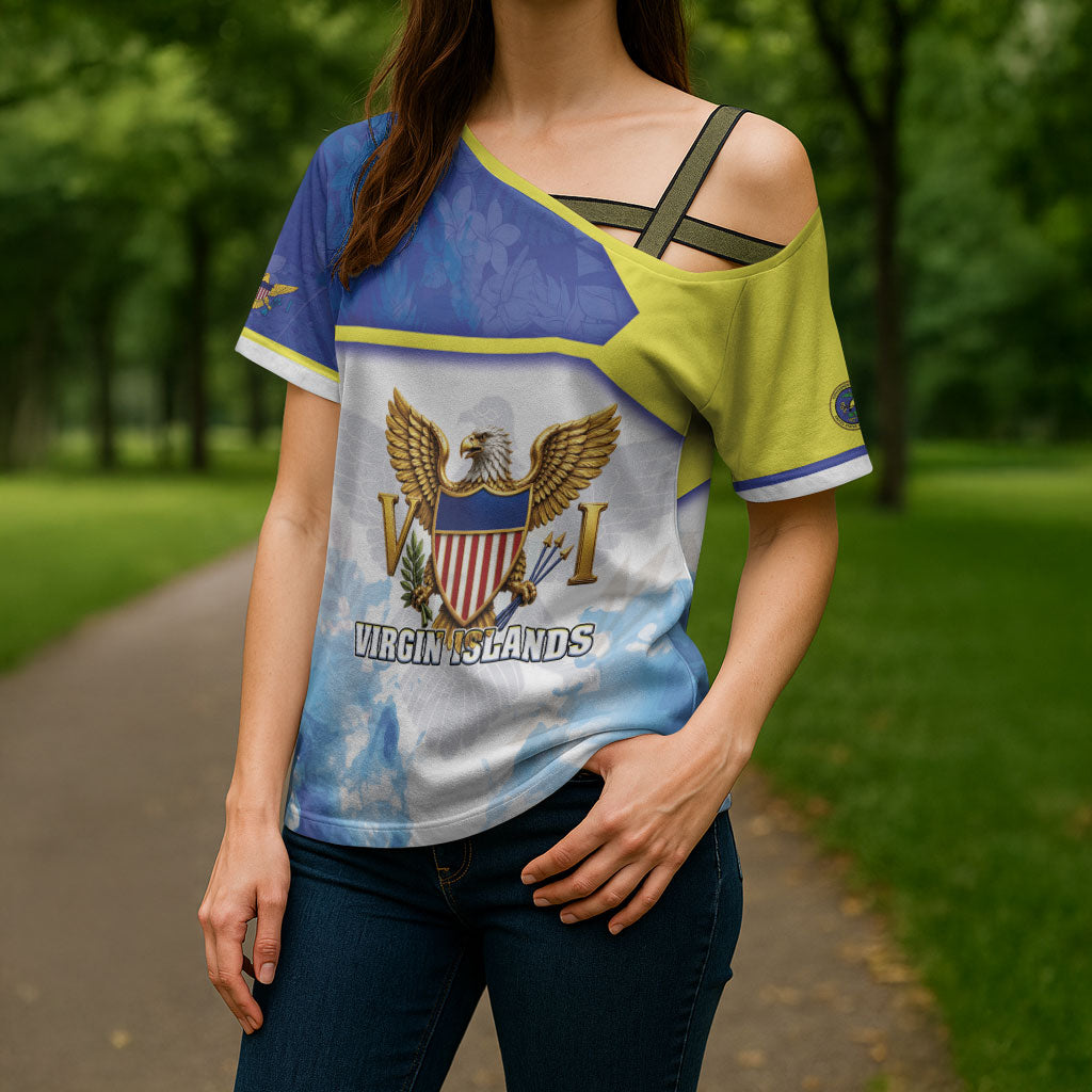Personalized US Virgin Islands Cross Shoulder Shirt Happy Independence Day