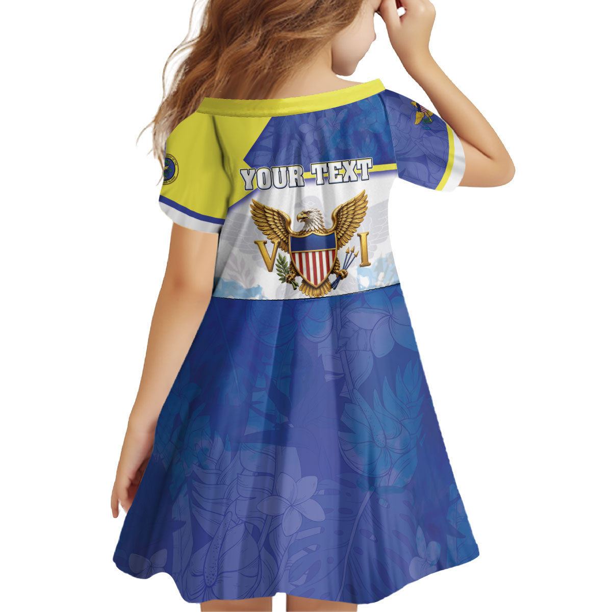 Personalized US Virgin Islands Kid Short Sleeve Dress Happy Independence Day