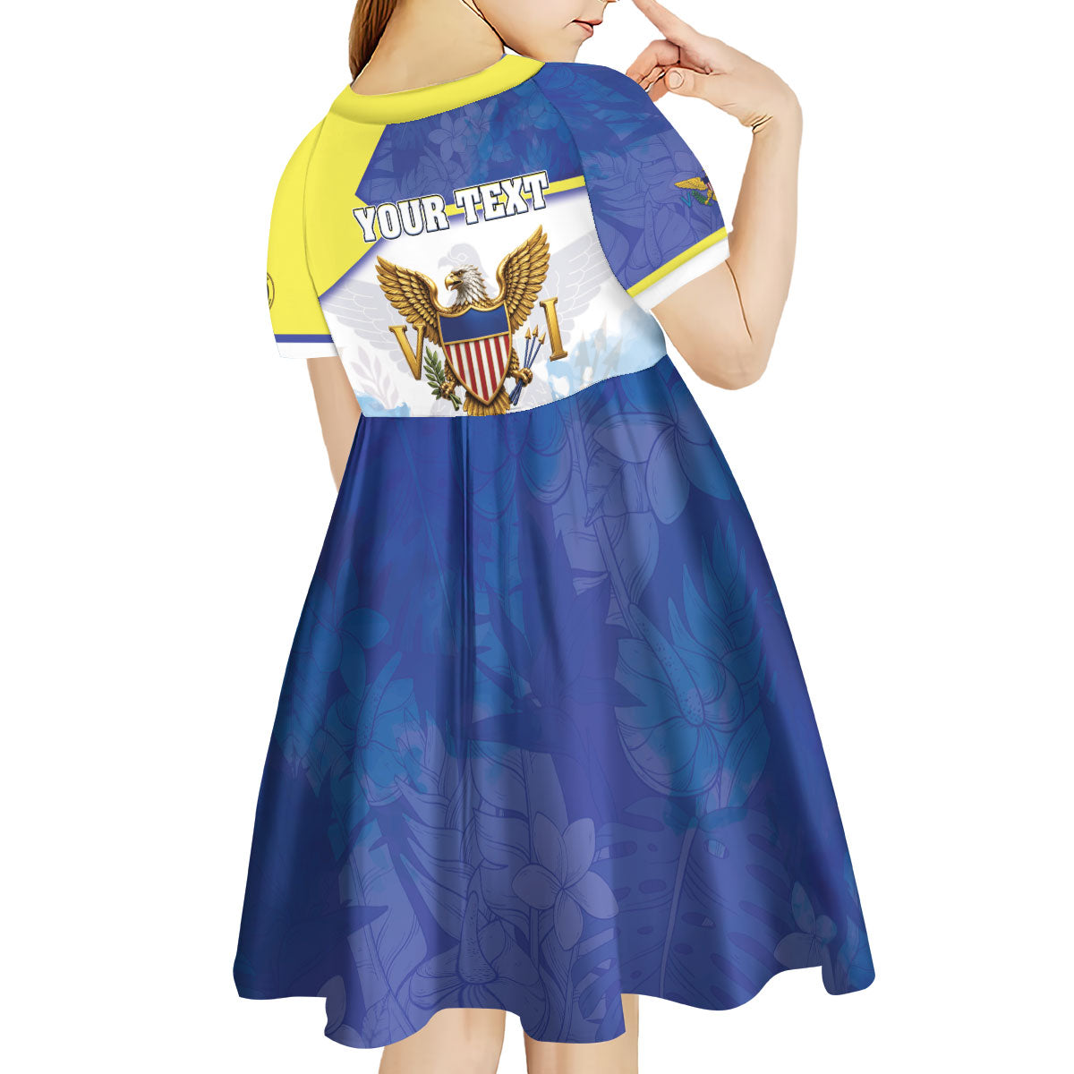 Personalized US Virgin Islands Kid Short Sleeve Dress Happy Independence Day