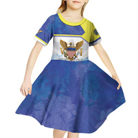 Personalized US Virgin Islands Kid Short Sleeve Dress Happy Independence Day