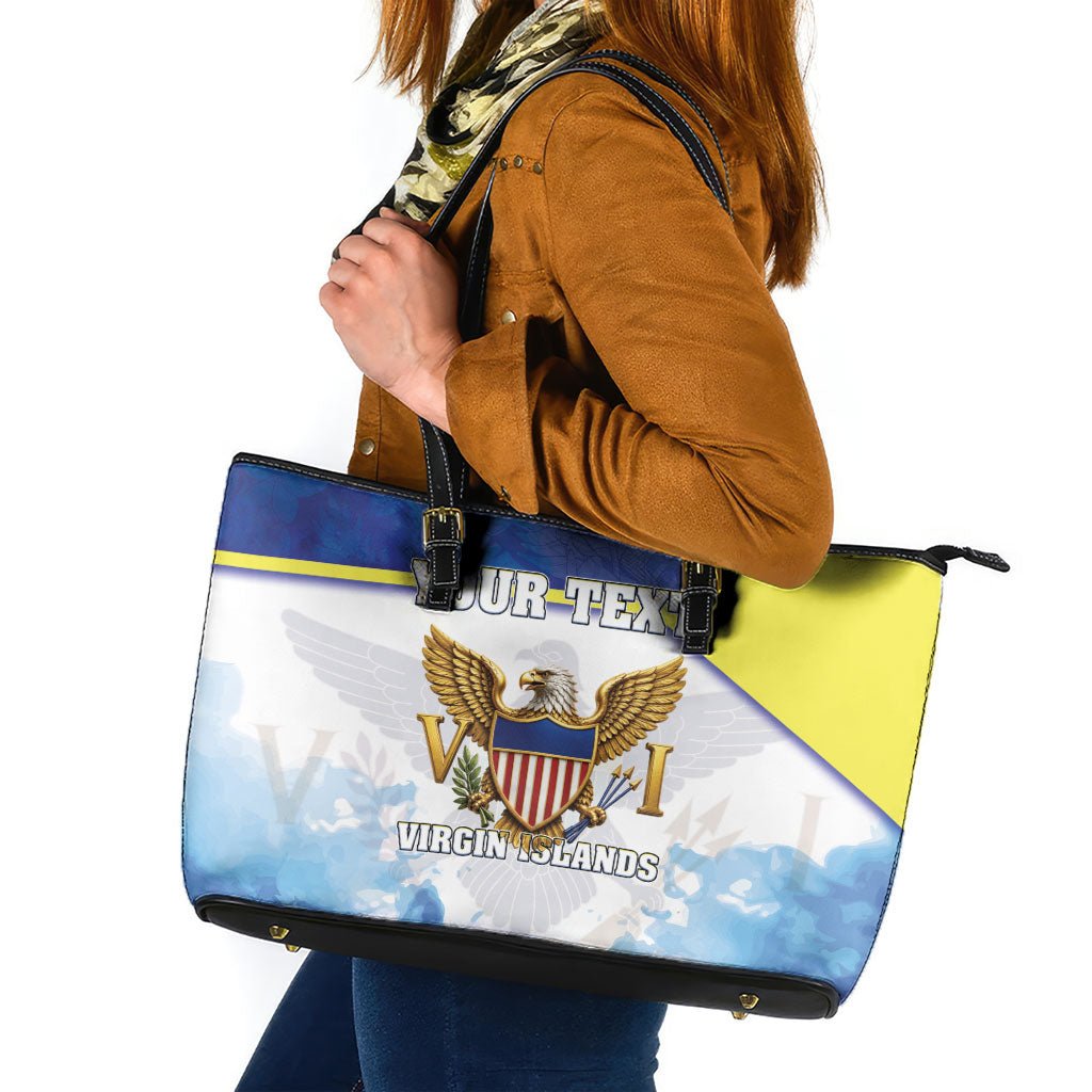Personalized US Virgin Islands Leather Tote Bag Happy Independence Day
