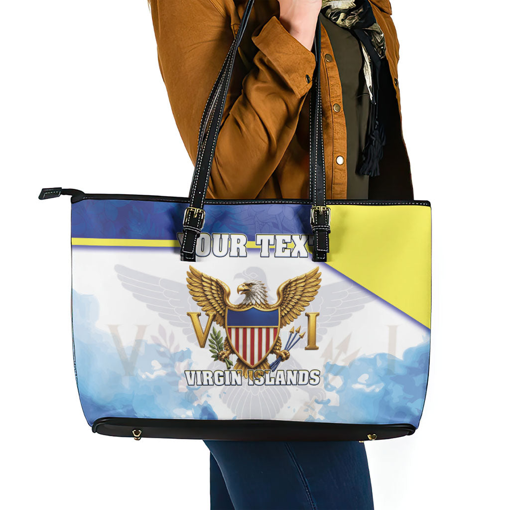 Personalized US Virgin Islands Leather Tote Bag Happy Independence Day