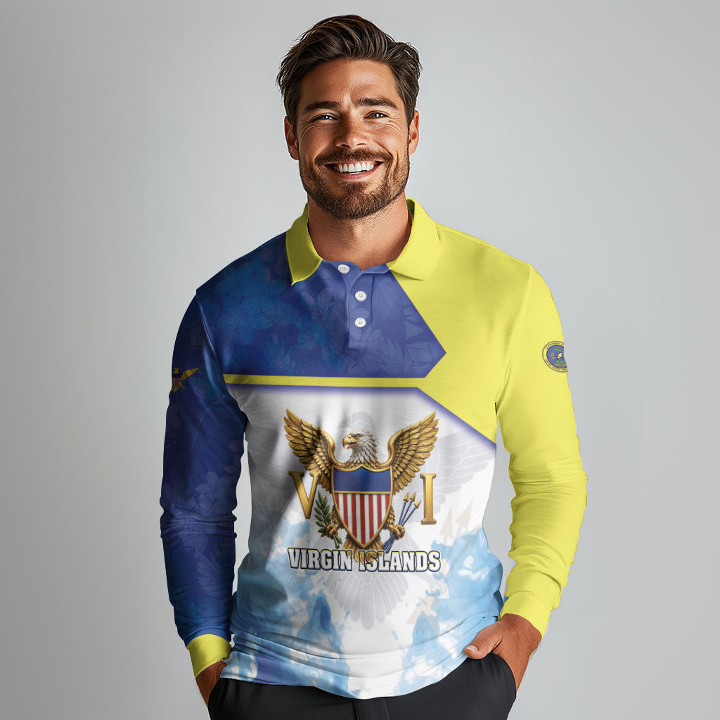 Personalized US Virgin Islands Long Sleeve Polo Shirt Happy Independence Day