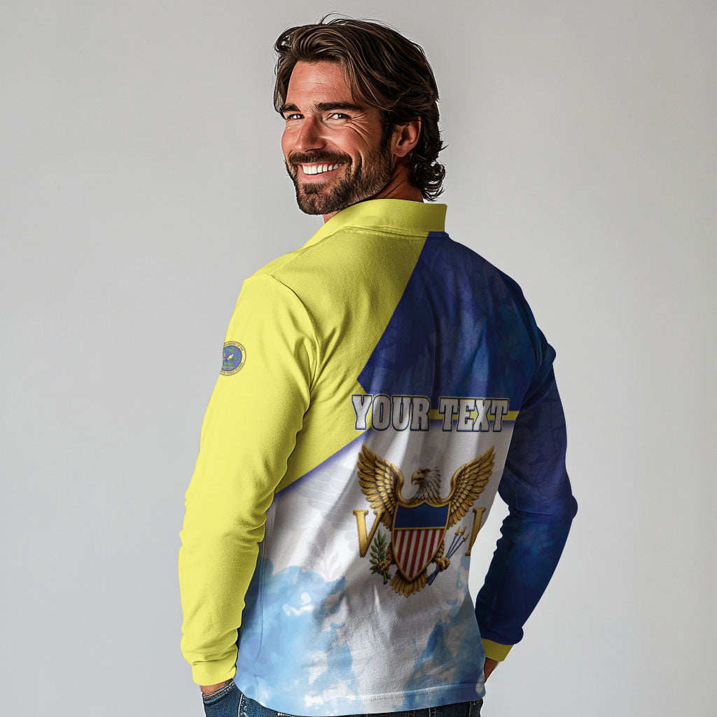 Personalized US Virgin Islands Long Sleeve Polo Shirt Happy Independence Day