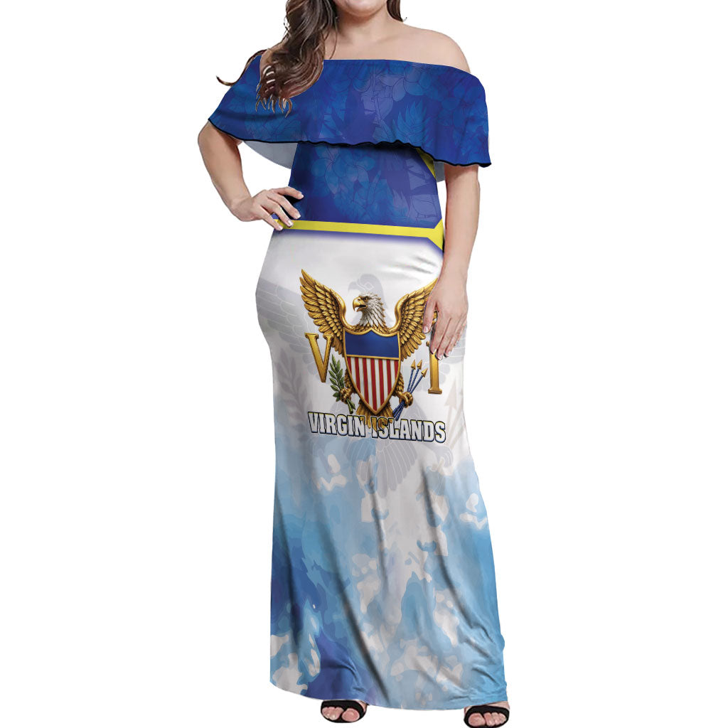 Personalized US Virgin Islands Off Shoulder Maxi Dress Happy Independence Day