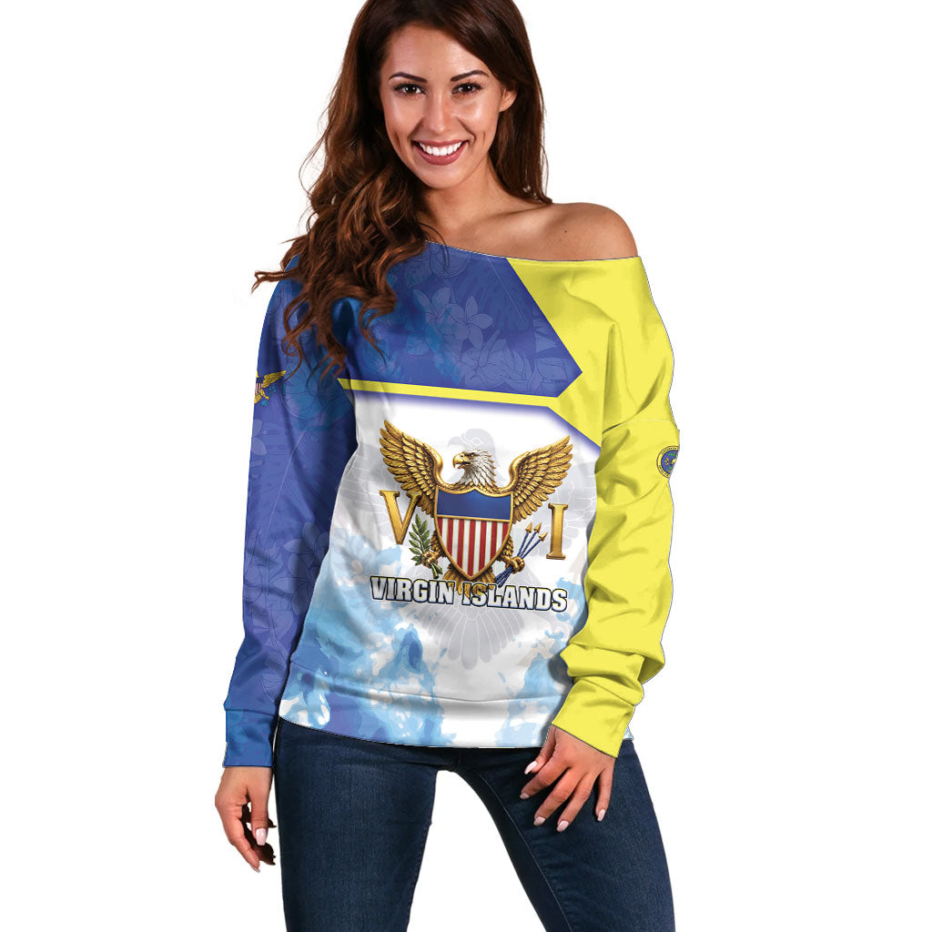Personalized US Virgin Islands Off Shoulder Sweater Happy Independence Day
