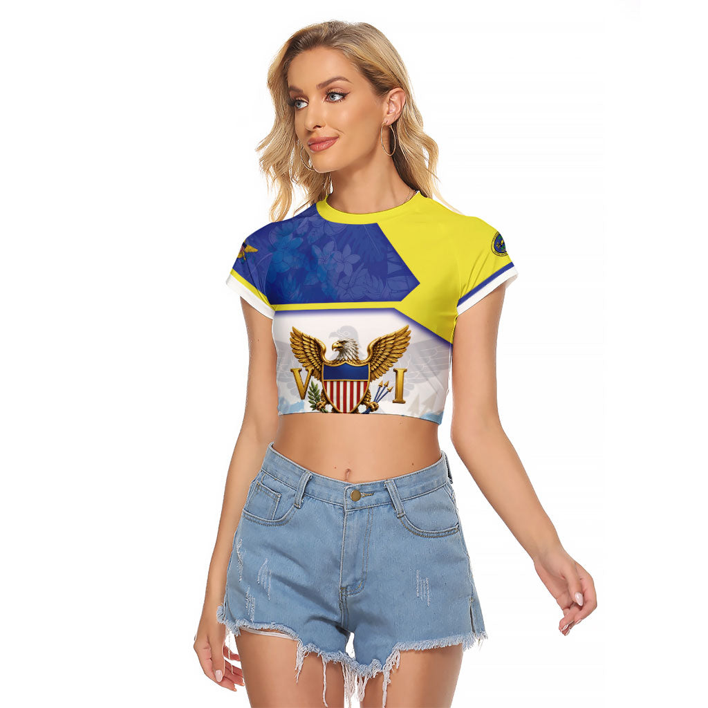 Personalized US Virgin Islands Raglan Cropped T Shirt Happy Independence Day