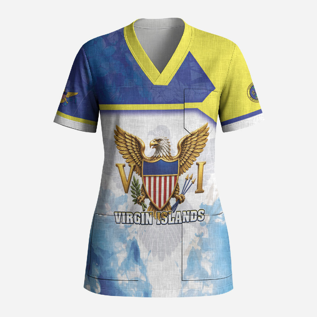 Personalized US Virgin Islands Scrub Top Happy Independence Day