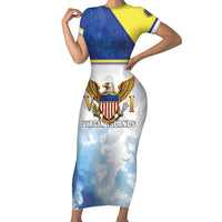Personalized US Virgin Islands Short Sleeve Bodycon Dress Happy Independence Day