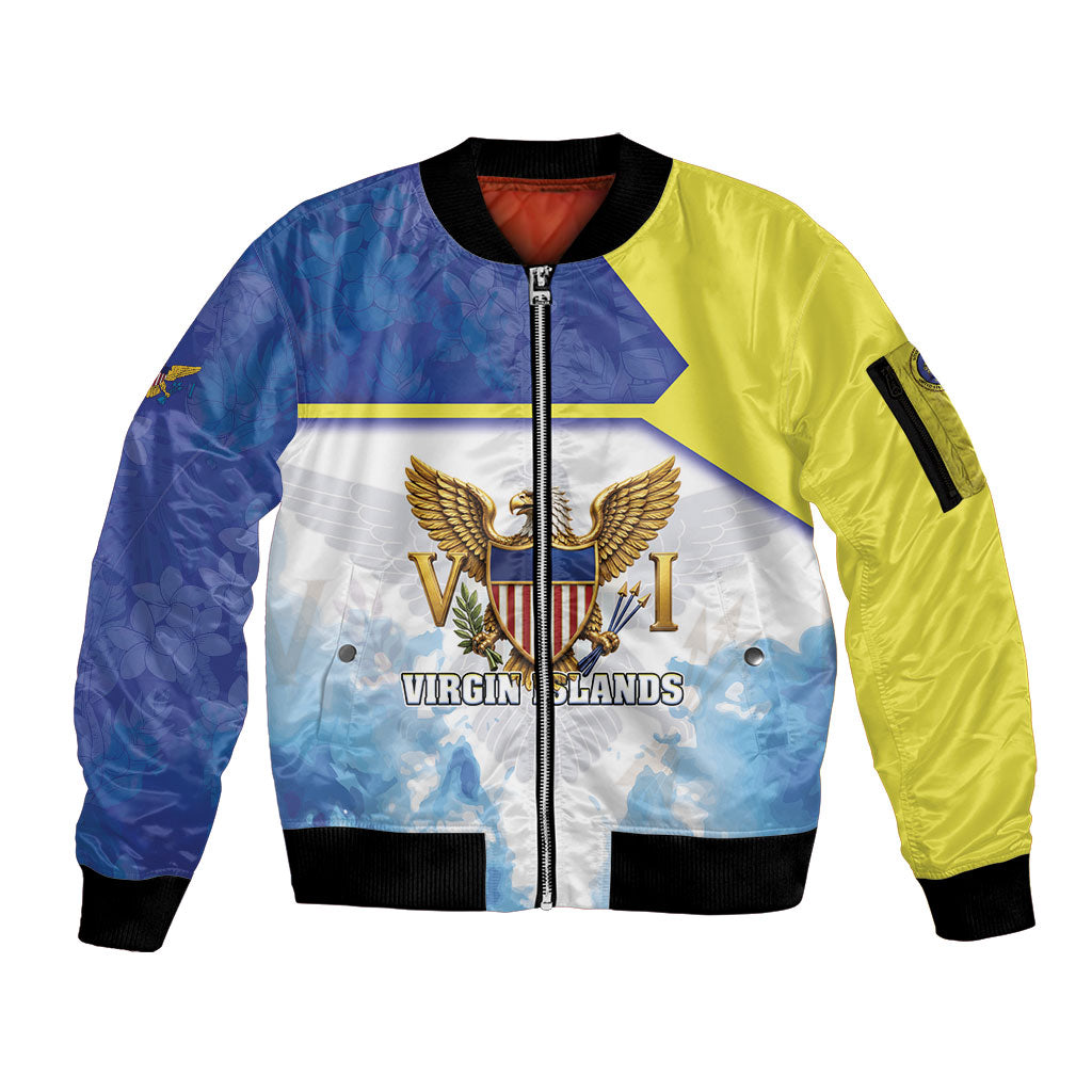 Personalized US Virgin Islands Sleeve Zip Bomber Jacket Happy Independence Day