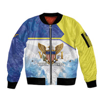 Personalized US Virgin Islands Sleeve Zip Bomber Jacket Happy Independence Day