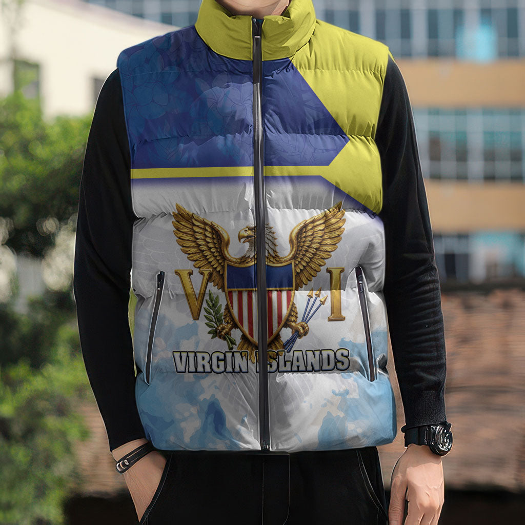 Personalized US Virgin Islands Sleeveless Puffer Jacket Happy Independence Day