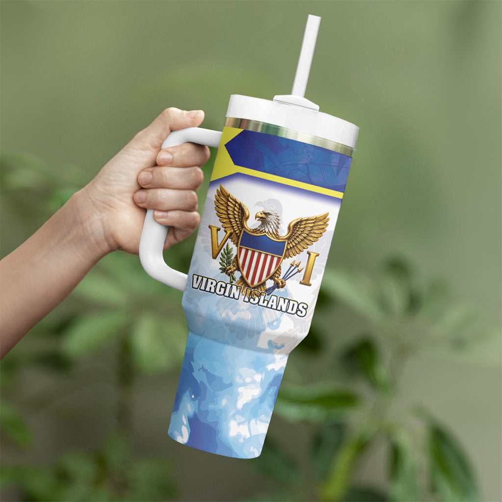 Personalized US Virgin Islands Tumbler With Handle Happy Independence Day