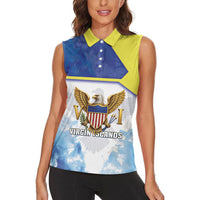 Personalized US Virgin Islands Women Sleeveless Polo Shirt Happy Independence Day