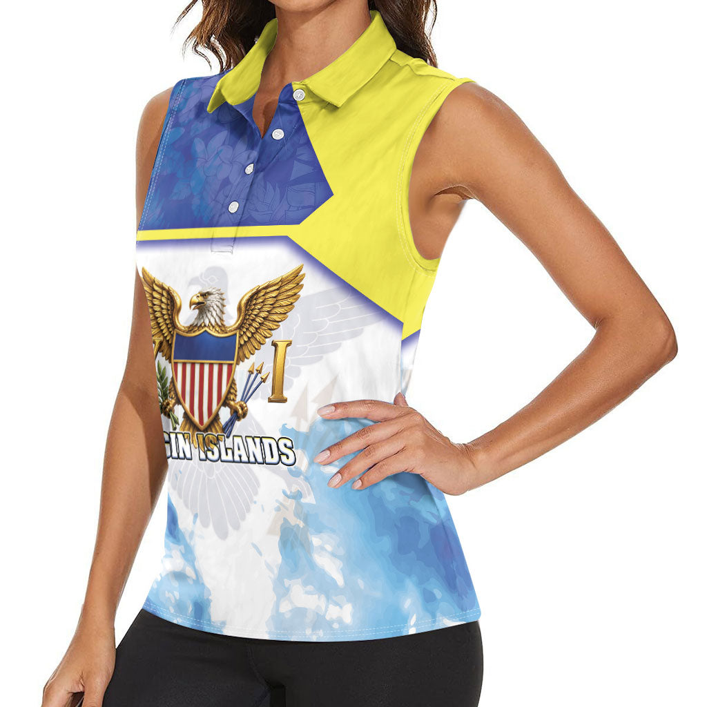 Personalized US Virgin Islands Women Sleeveless Polo Shirt Happy Independence Day