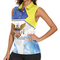 Personalized US Virgin Islands Women Sleeveless Polo Shirt Happy Independence Day