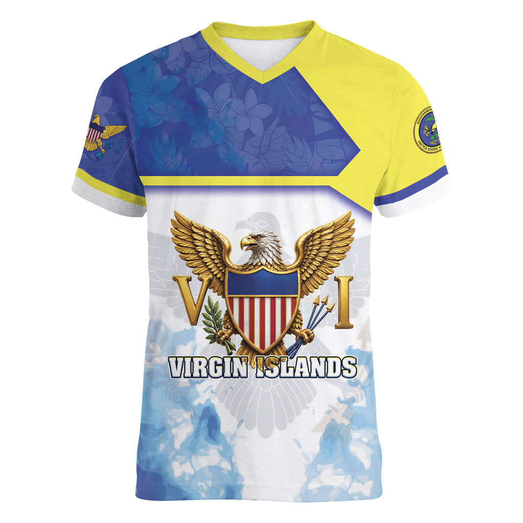 Personalized US Virgin Islands Women V-Neck T-Shirt Happy Independence Day