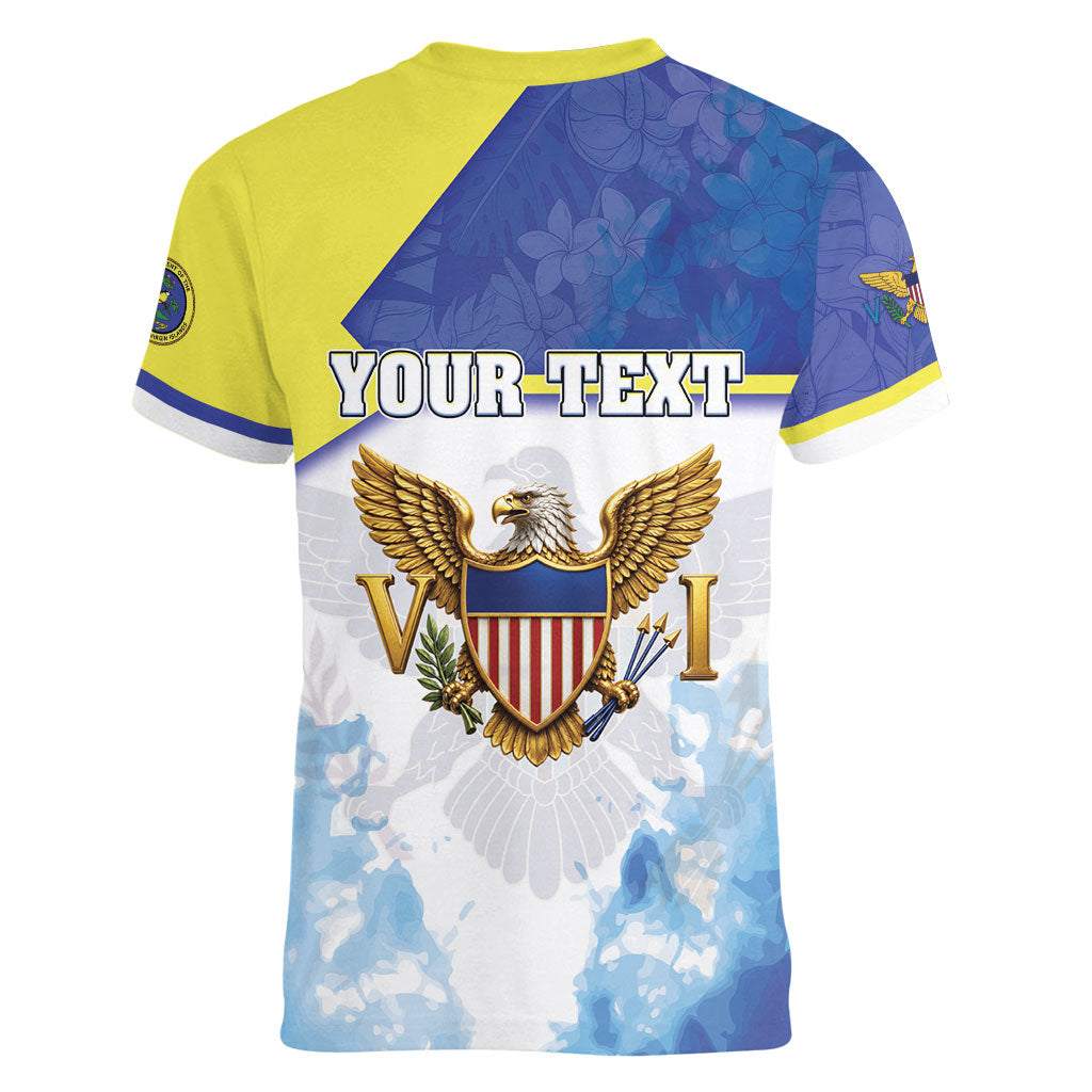 Personalized US Virgin Islands Women V-Neck T-Shirt Happy Independence Day