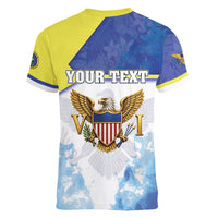 Personalized US Virgin Islands Women V-Neck T-Shirt Happy Independence Day