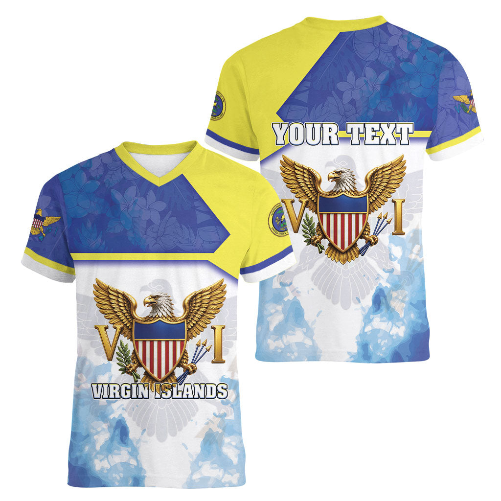 Personalized US Virgin Islands Women V-Neck T-Shirt Happy Independence Day