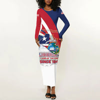 Liberia 1847 Long Sleeve Bodycon Dress Happy Independence Day