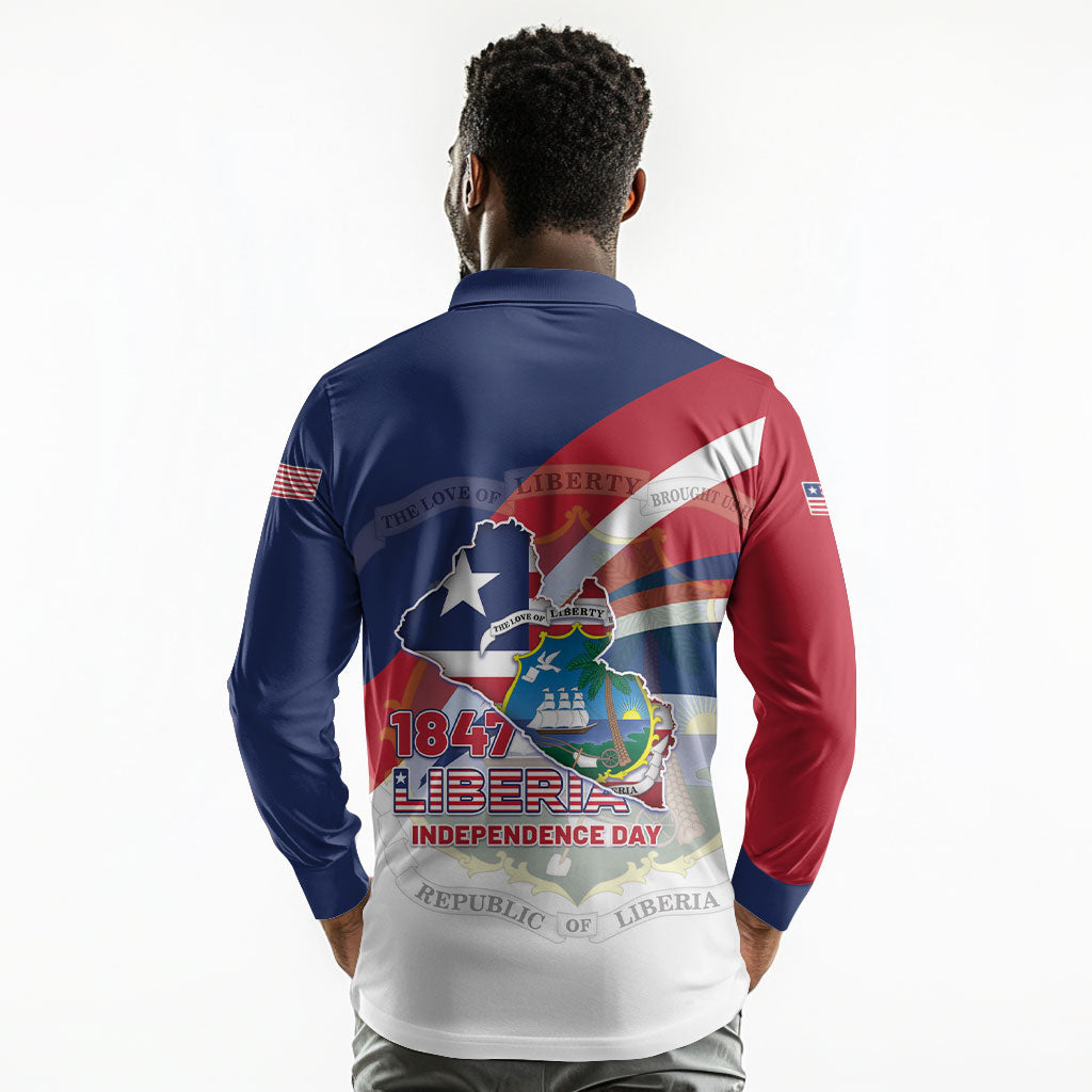 Liberia 1847 Long Sleeve Polo Shirt Happy Independence Day