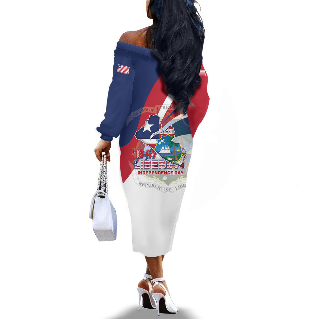 Liberia 1847 Off The Shoulder Long Sleeve Dress Happy Independence Day
