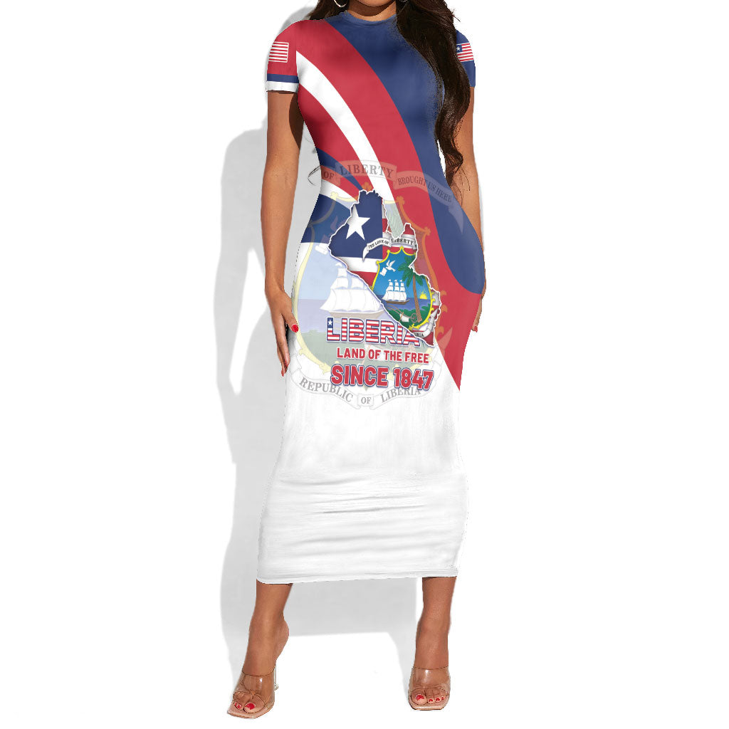 Liberia 1847 Short Sleeve Bodycon Dress Happy Independence Day