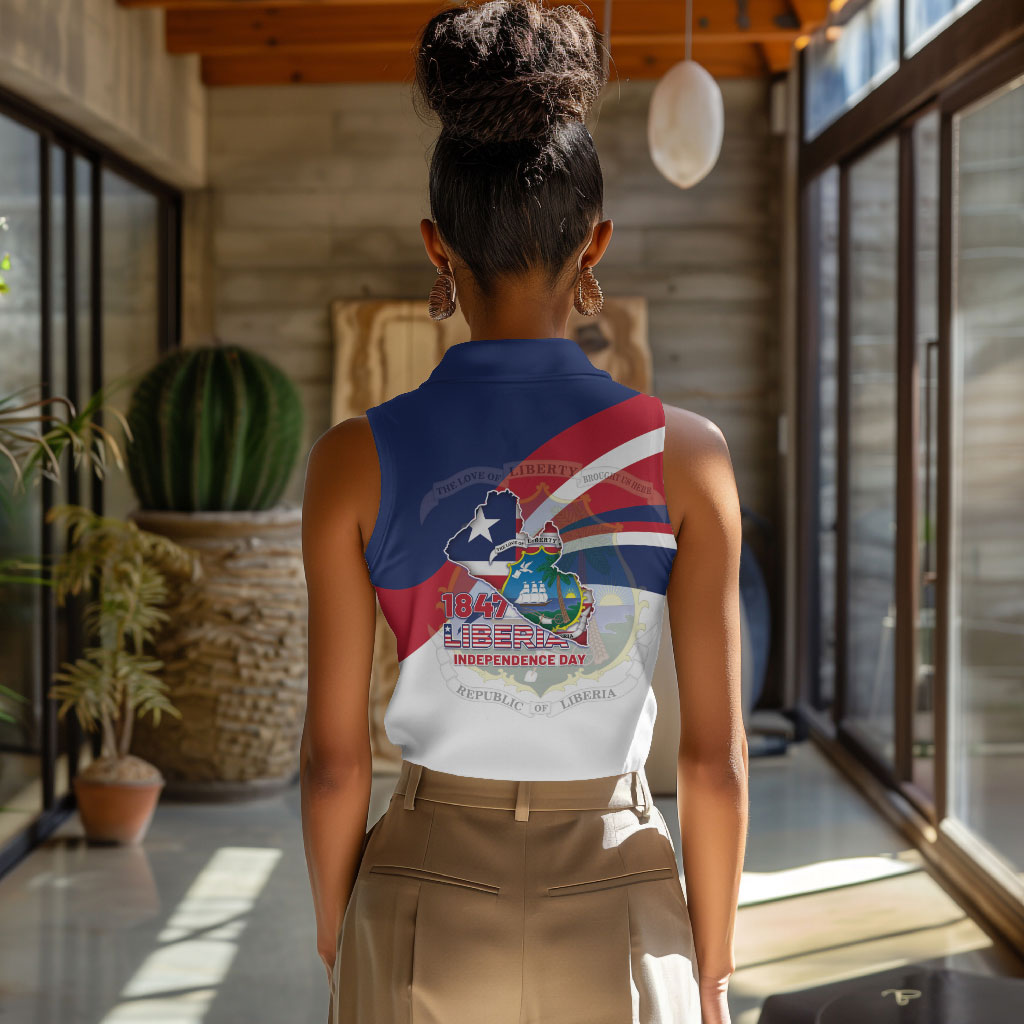 Liberia 1847 Women Sleeveless Polo Shirt Happy Independence Day